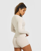 Mellow™ Rib Long Sleeve Cardigan | Sand