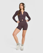 Mellow™ Rib Mid Long Sleeve Cardigan | Umber Brown