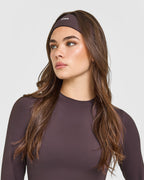 SoftMotion™ Headband with White Logo | Dark Umber Brown