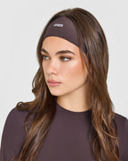 SoftMotion™ Headband with White Logo | Dark Umber Brown