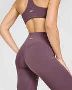 SoftMotion™ High Waisted Leggings with White Logo | Vintage Purple