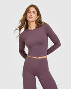 SoftMotion™ Long Sleeve Mid Top with White Logo | Vintage Purple