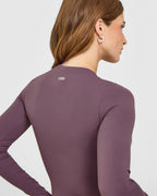 SoftMotion™ Long Sleeve Mid Top with White Logo | Vintage Purple