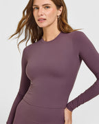 SoftMotion™ Long Sleeve Mid Top with White Logo | Vintage Purple
