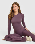 SoftMotion™ Long Sleeve Mid Top with White Logo | Vintage Purple