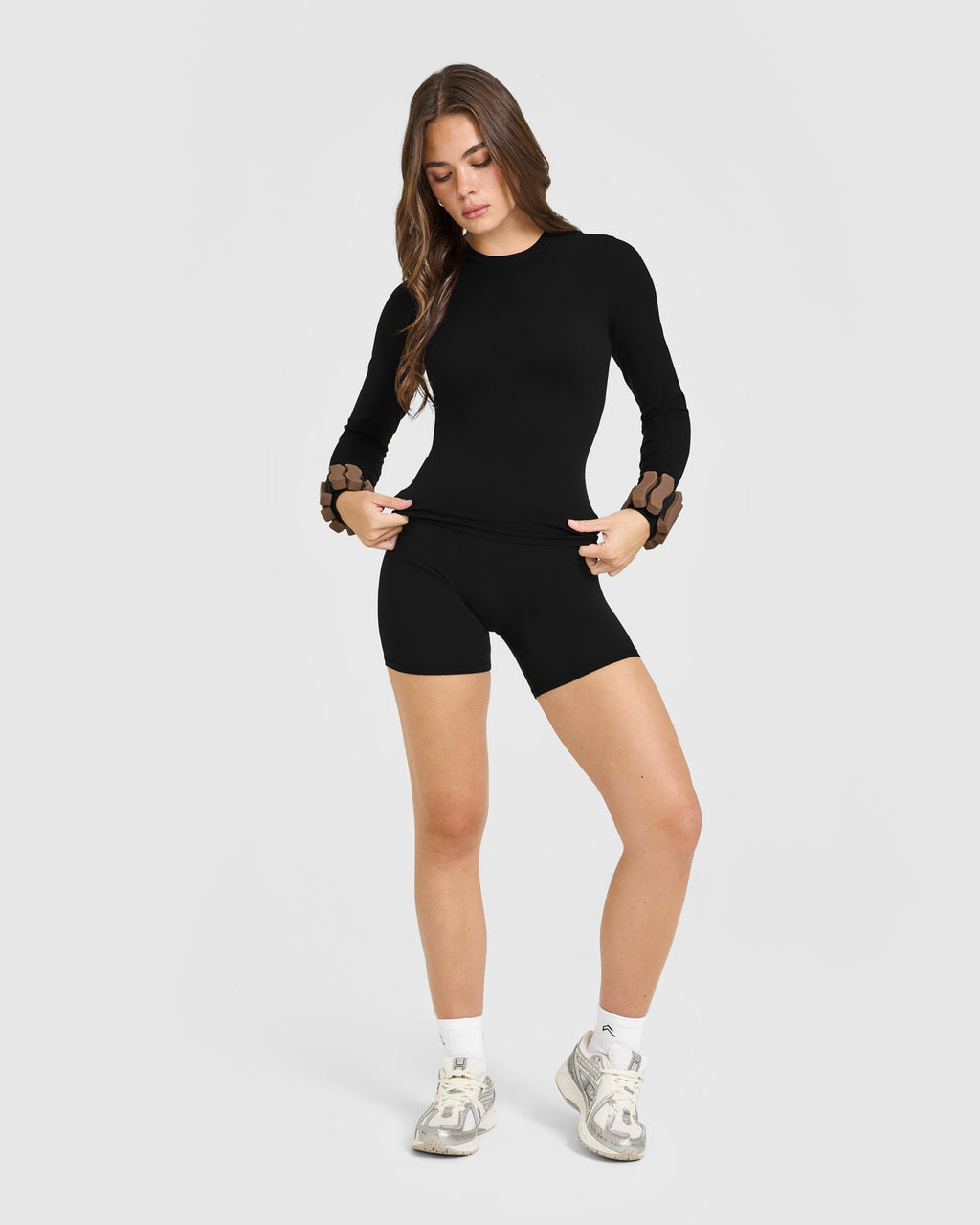 SoftMotion™ Long Sleeve Top with White Logo | Black