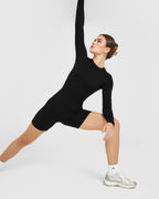 SoftMotion™ Long Sleeve Top with White Logo | Black