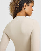 SoftMotion™ Long Sleeve Top with White Logo | Sand
