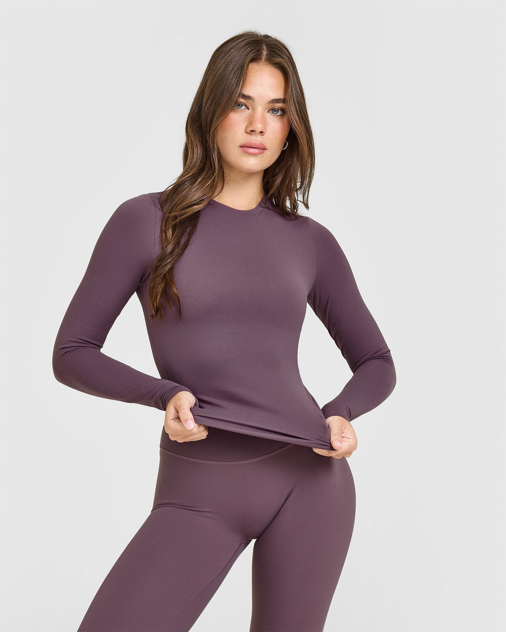 SoftMotion™ Long Sleeve Top with White Logo | Vintage Purple