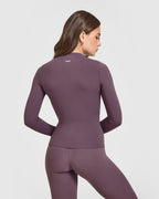 SoftMotion™ Long Sleeve Top with White Logo | Vintage Purple