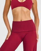 SoftMotion™ Fold Over Straight Leg Bottoms with White Logo | Ruby Red