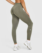 EnhanceLift™ Seamless Leggings with White Logo | Alpine Green