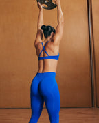 EnhanceLift™ Seamless Leggings with White Logo | Cobalt Blue