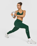 EnhanceLift™ Seamless Leggings with White Logo | Racing Green