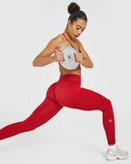 EnhanceLift™ Seamless Leggings with White Logo | Light Toasted Red