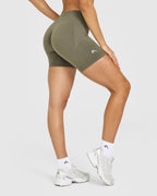 EnhanceLift™ Seamless Shorts with White Logo | Alpine Green