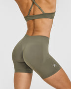 EnhanceLift™ Seamless Shorts with White Logo | Alpine Green