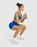 EnhanceLift™ Seamless Shorts with White Logo | Cobalt Blue