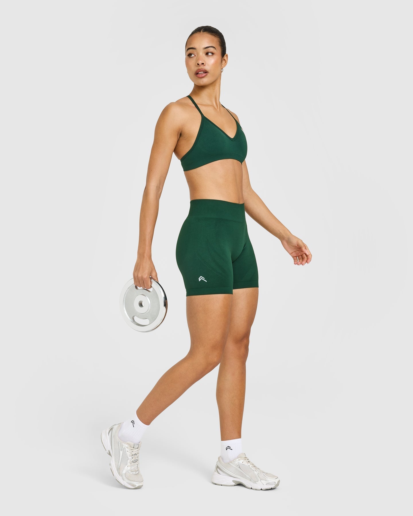 EnhanceLift™ Seamless Shorts with White Logo | Racing Green