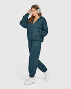 Foundations Zip Through Hoodie | Oil Blue