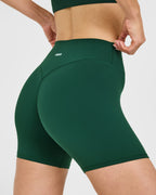 SoftMotion™ High Waisted Shorts 6" with White Logo | Dark Racing Green