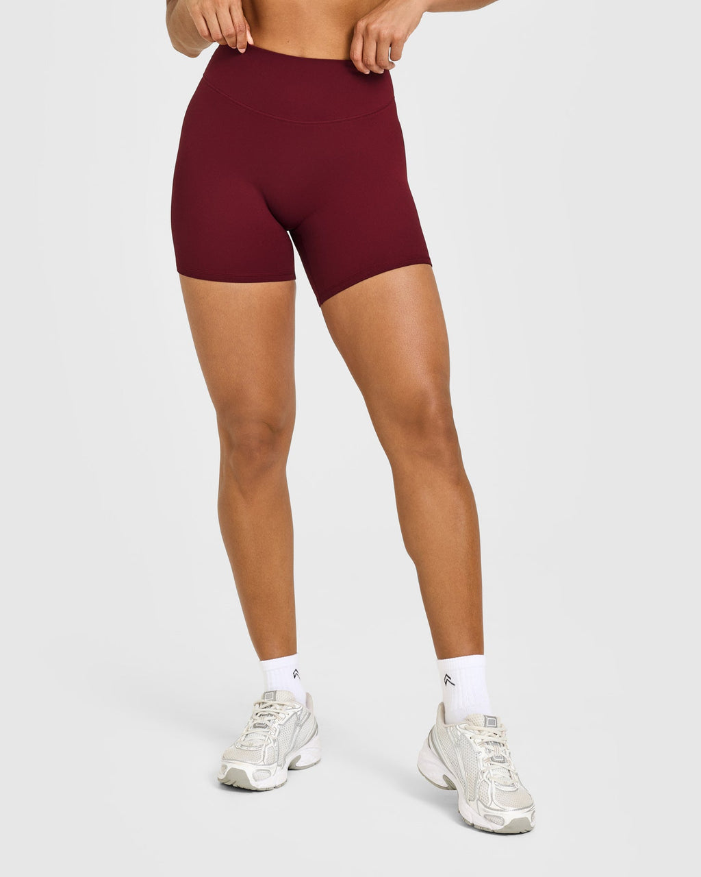 SoftMotion™ High Waisted Shorts 6" with White Logo | Light Rosewood