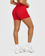 SoftMotion™ High Waisted Shorts 6" with White Logo | Light Toasted Red