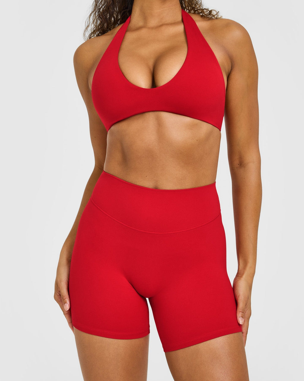SoftMotion™ High Waisted Shorts 6" with White Logo | Light Toasted Red