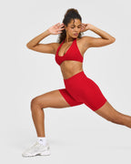 SoftMotion™ High Waisted Shorts 6" with White Logo | Light Toasted Red