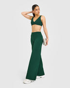 SoftMotion™ Straight Leg Bottoms with White Logo | Dark Racing Green