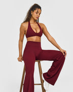 SoftMotion™ Straight Leg Bottoms with White Logo | Light Rosewood