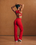 SoftMotion™ Straight Leg Bottoms with White Logo | Light Toasted Red