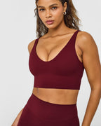 SoftMotion™ Longline Sports Bra with White Logo | Light Rosewood