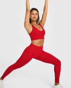 SoftMotion™ Longline Sports Bra with White Logo | Light Toasted Red