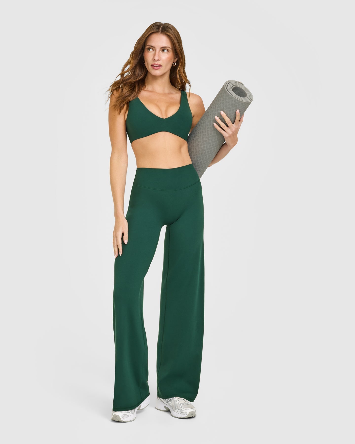 SoftMotion™ Scoop Back Bralette with White Logo | Dark Racing Green