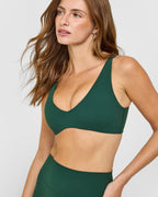 SoftMotion™ Scoop Back Bralette with White Logo | Dark Racing Green