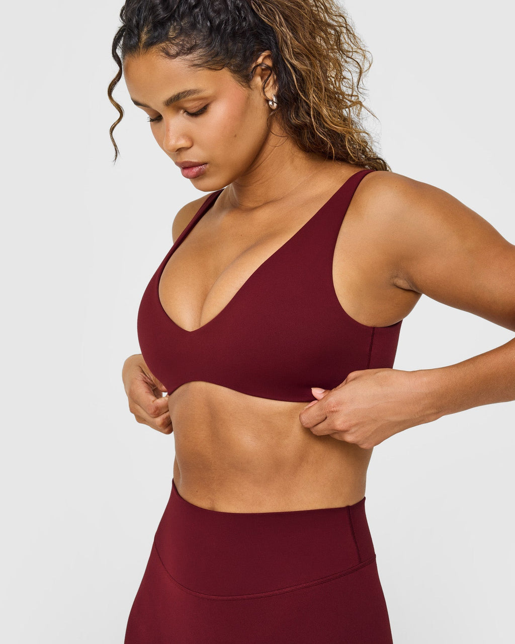 SoftMotion™ Scoop Back Bralette with White Logo | Light Rosewood