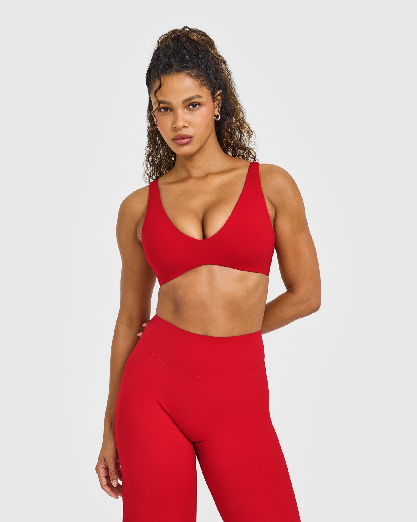 SoftMotion™ Scoop Back Bralette with White Logo | Light Toasted Red